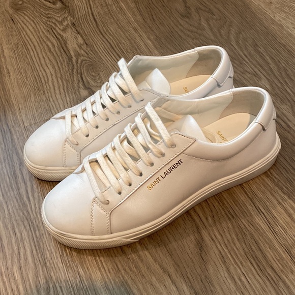 SAINT LAURENT Andy Leather Sneakers in White | Women's 35.5 / 5.5 - Picture 7 of 14